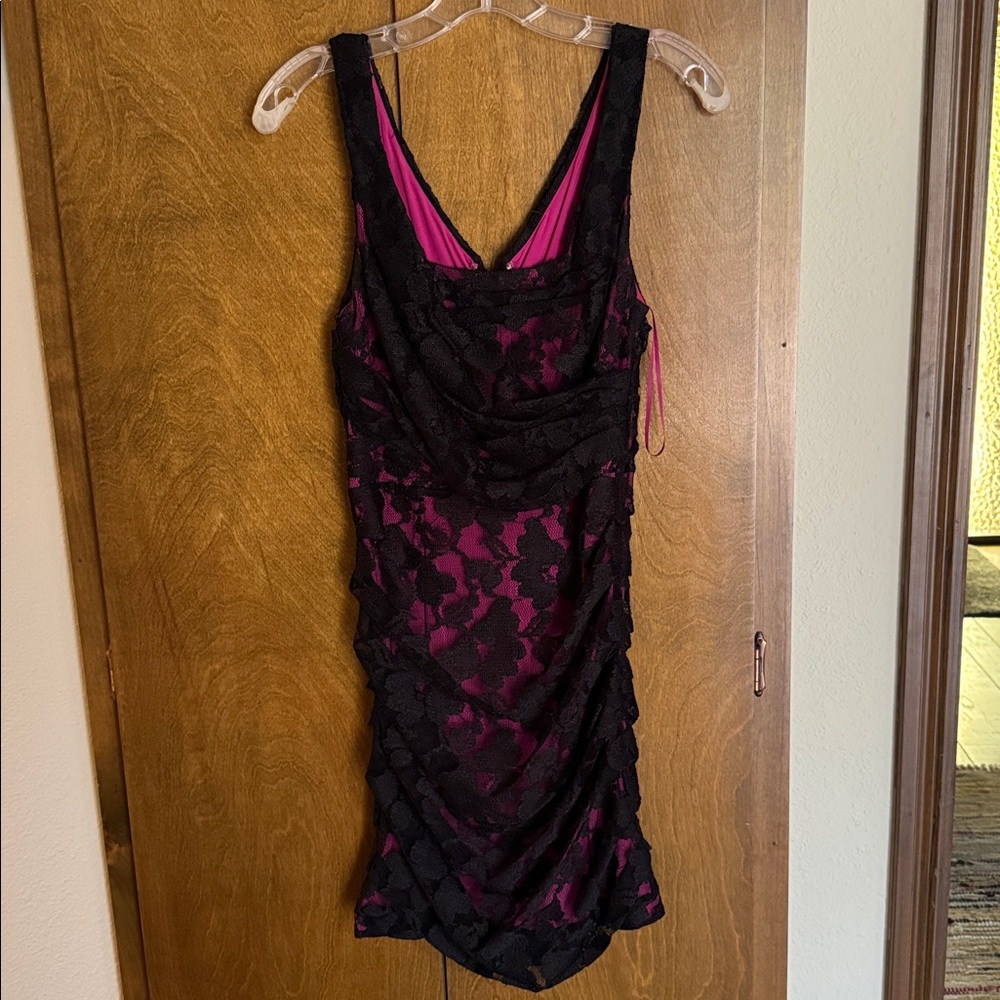 Black and Pink Lace Dress from Express